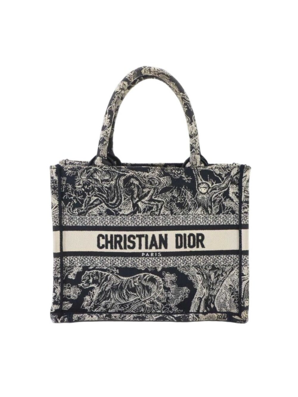 Dior Oblique Book Tote Bag Small Canvas Navy